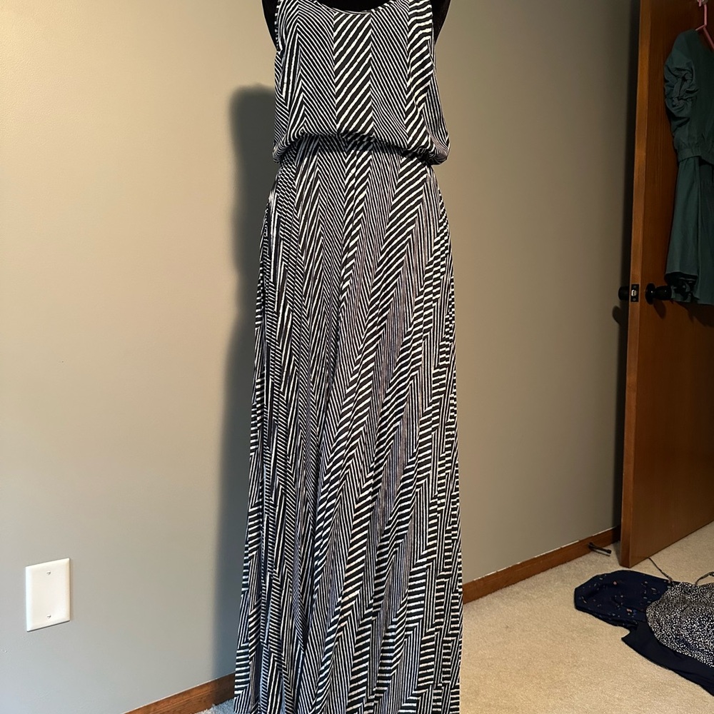 Michael Kors Navy and White Maxi Dress